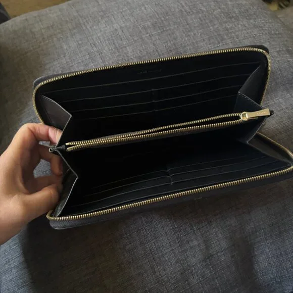 Authentic CELINE Coral Pink Patent Leather Long Continental ZIp Around Wallet